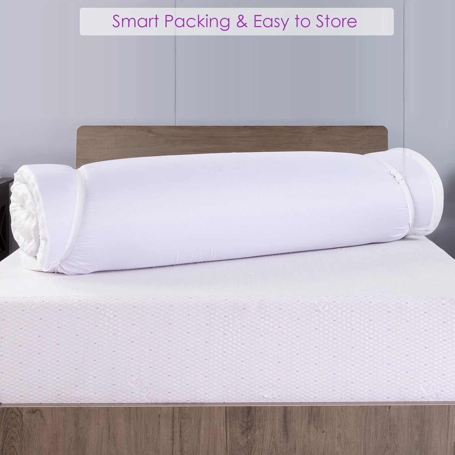 Ganggend Mattress Topper California King (Cal King), 3-Inch Lavender Memory Foam Mattress Topper with Removable Cover, Soft Bed Topper