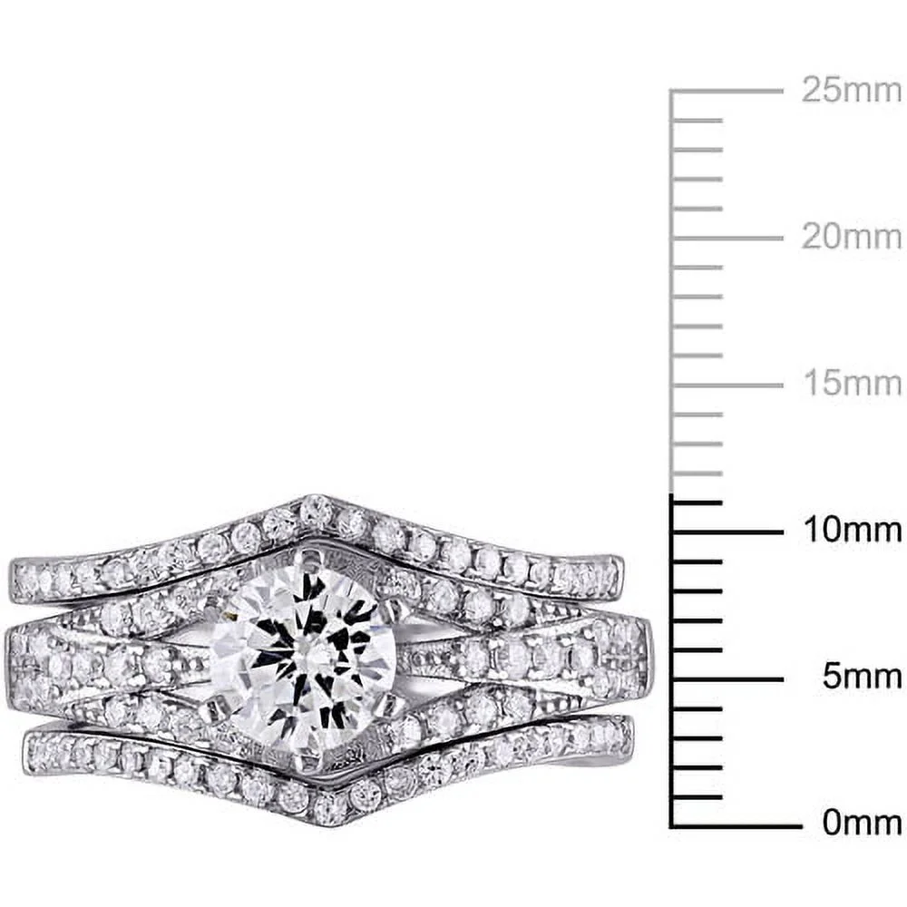 2-1/3 Carat T.G.W. CZ Sterling Silver Bridal Set