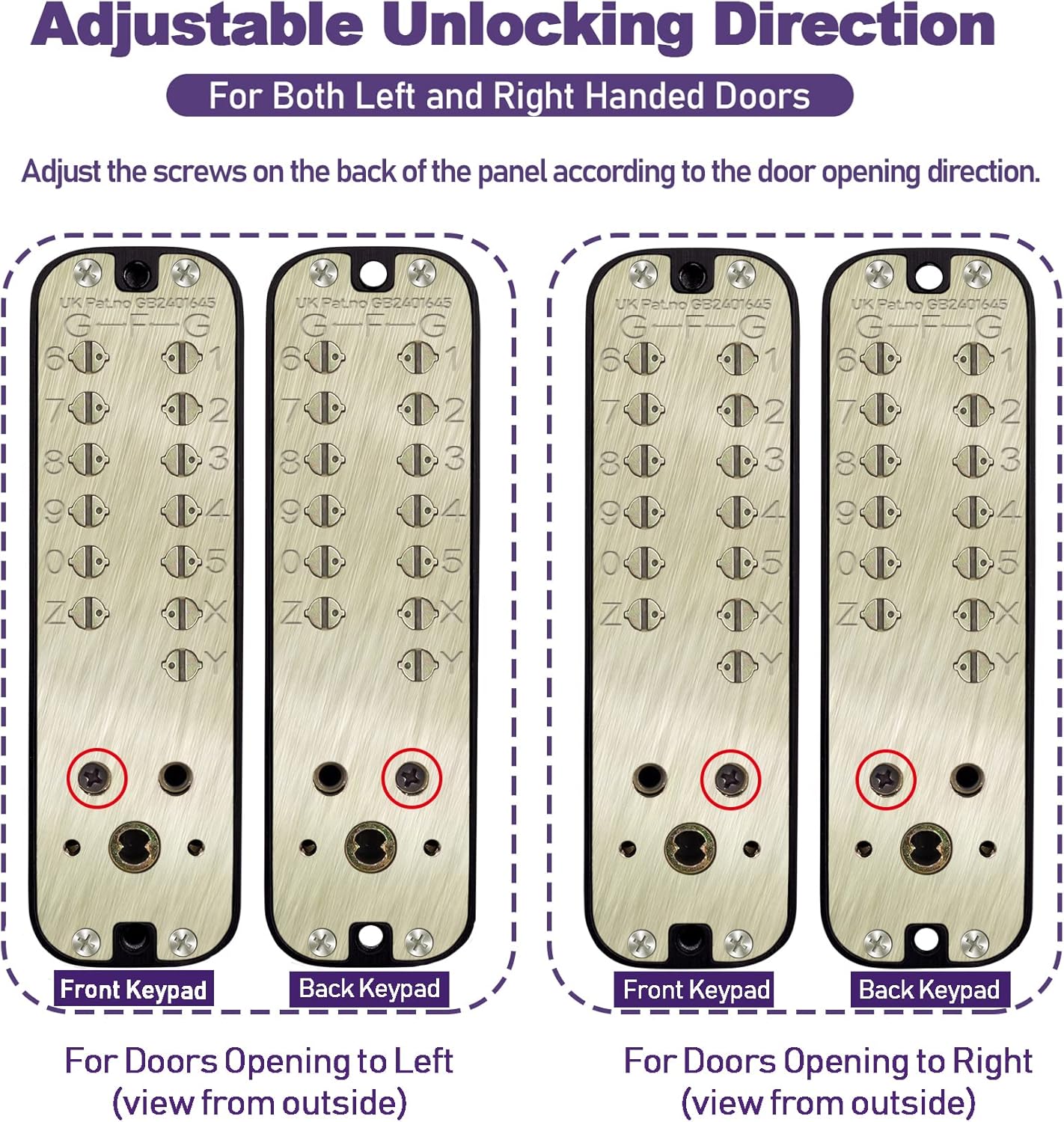 Keyless Entry Door Lock with Keypad Deadbolt, Double Sided Mechanical Keypad Latch Door Lock with Handle