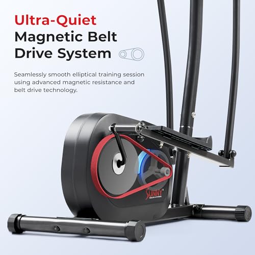 Sunny Health & Fitness Smart Upright Elliptical w/Pulse Sensor Built-in, Indoor Full-Body Cross-Training & Cardio Exercise Machine for Home