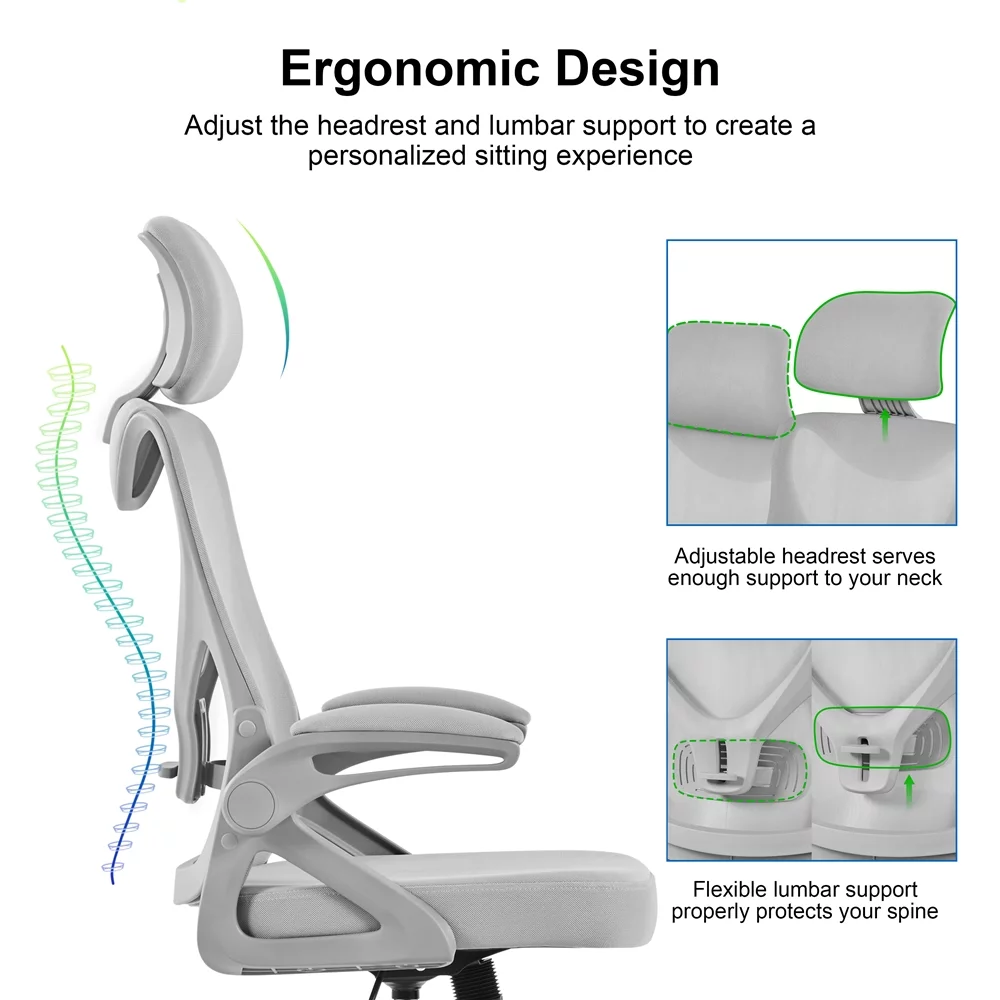 Alden Design Ergonomic Mesh Office Chair with High Back, Black