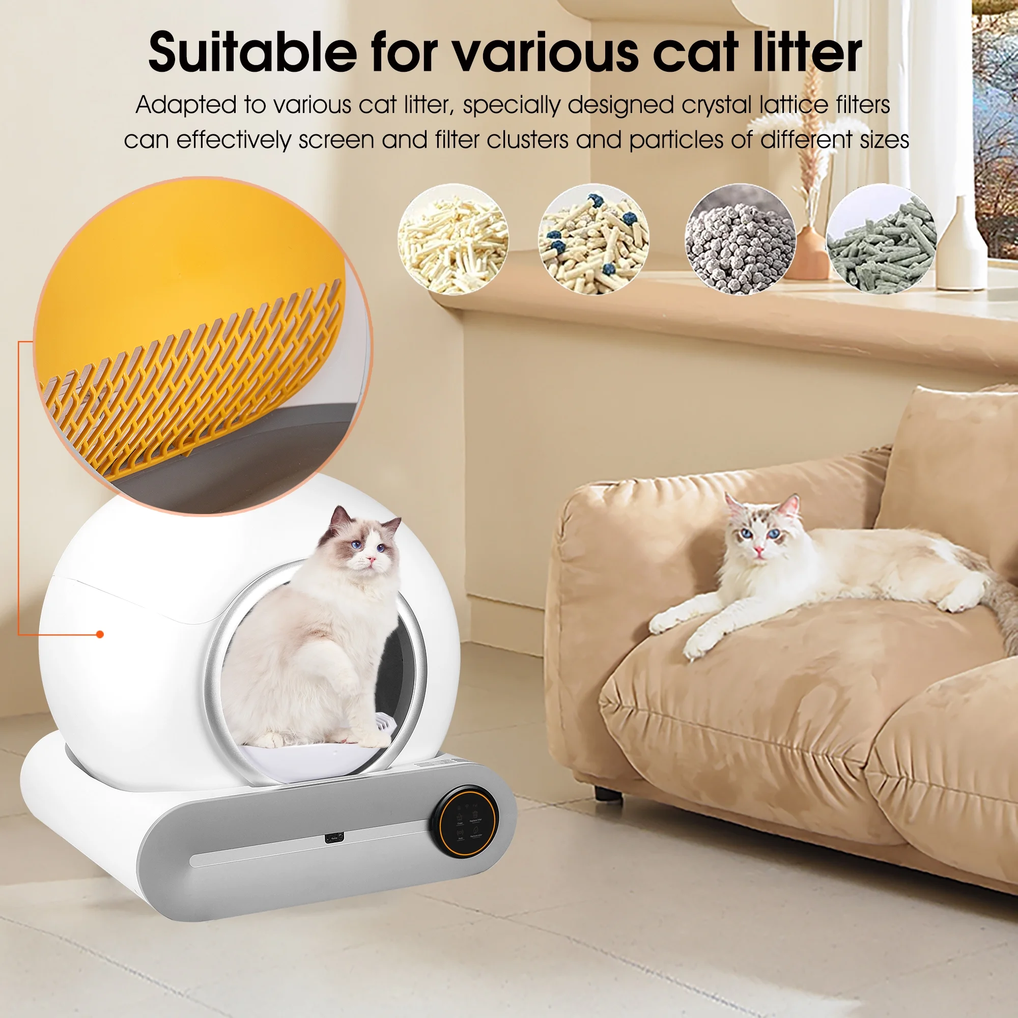 TAKOYI Self Cleaning Litter Box, Automatic Cat Litter Box with App Control Support, Integrated Safety Protection Smart Auto Cat Litter Box with Liner