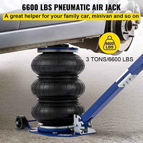 VEVOR Air Jack, 6 Ton/13000 lbs Quadruple Bag Air Jack, Lift up to 26.5", with Heightened Column & Adjustable Handle, Thick Rubber Pad