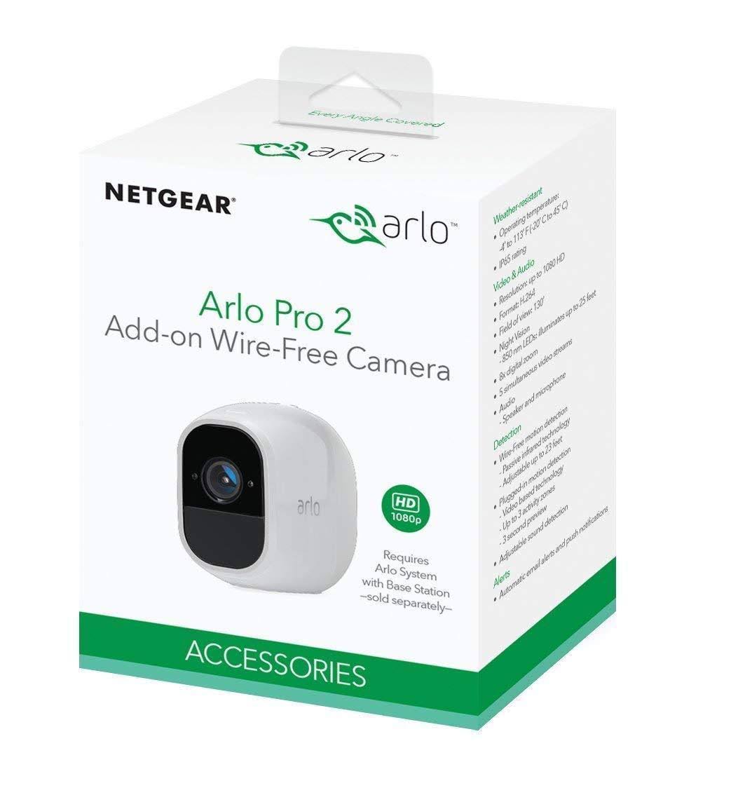 Arlo - Pro 2 Add-On Wireless Security Camera, 1080p, Weather Proof, Indoor/Outdoor - White