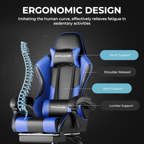 GTPLAYER Gaming Chair, Computer Chair with Footrest and Lumbar Support
