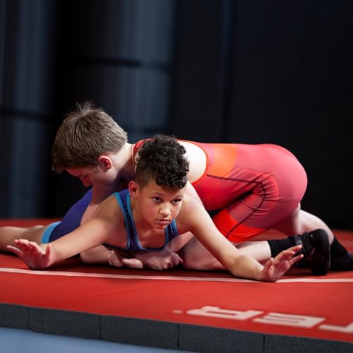 Meister FlexFloor Wrestling Mat - 10ft x 10ft Roll-Up Pro Training Mat for Home & Gym