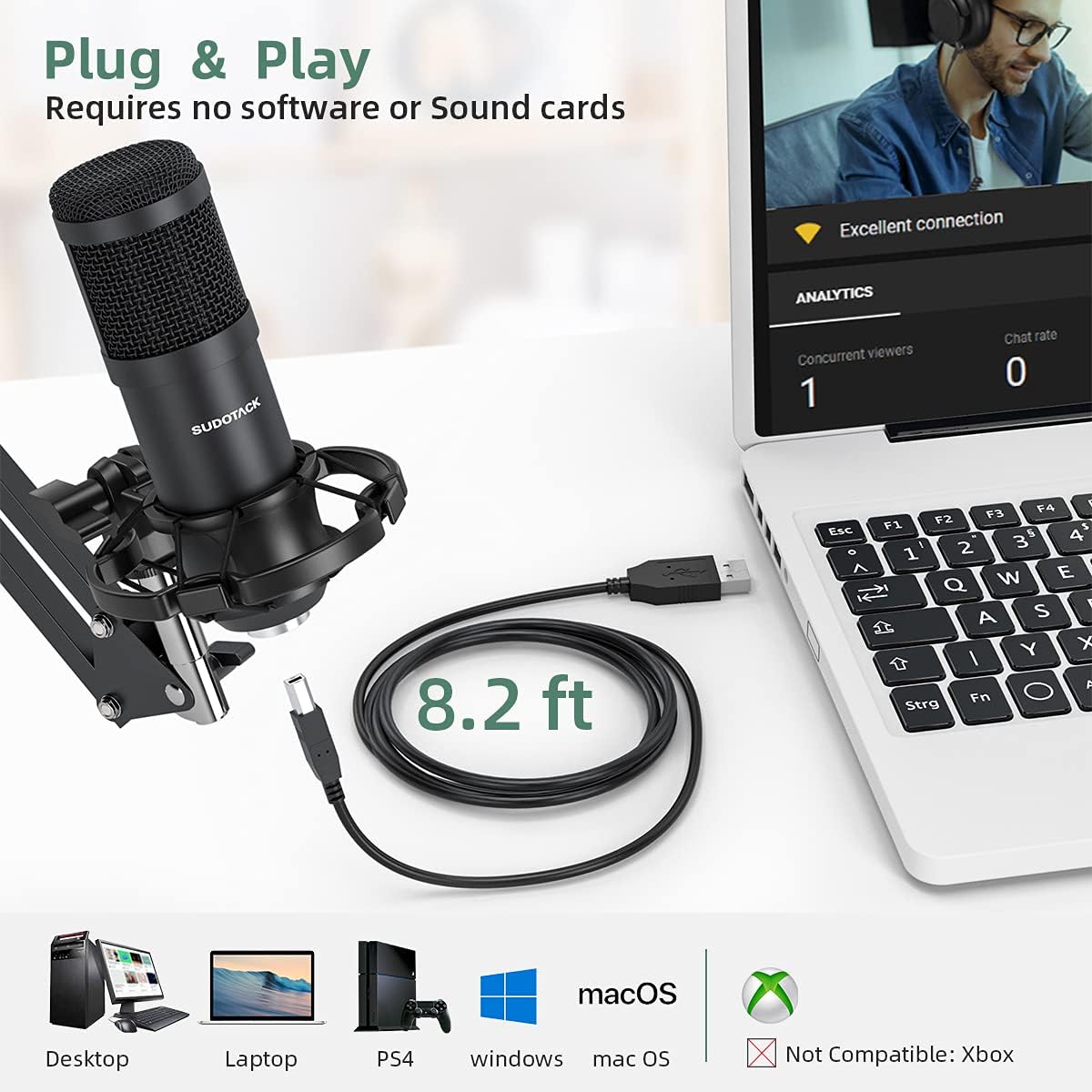 USB Streaming Podcast PC Microphone