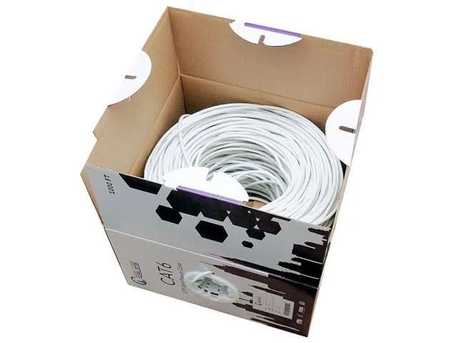 White Cat6 1000ft Ethernet 23AWG UTP 550MHz Plenum Cable Pull Box