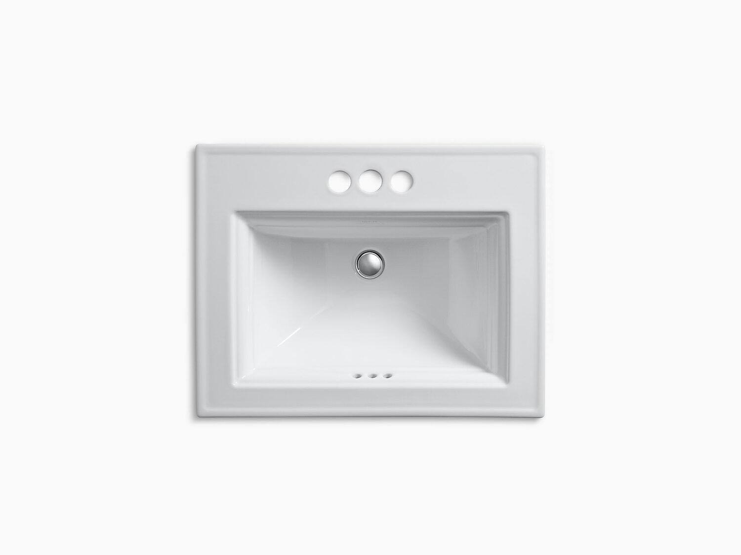 KOHLER K-2337-4-K4 Memoirs Stately Drop-In Bathroom Sink with 4 In. Centerset Faucet Holes, Cashmere