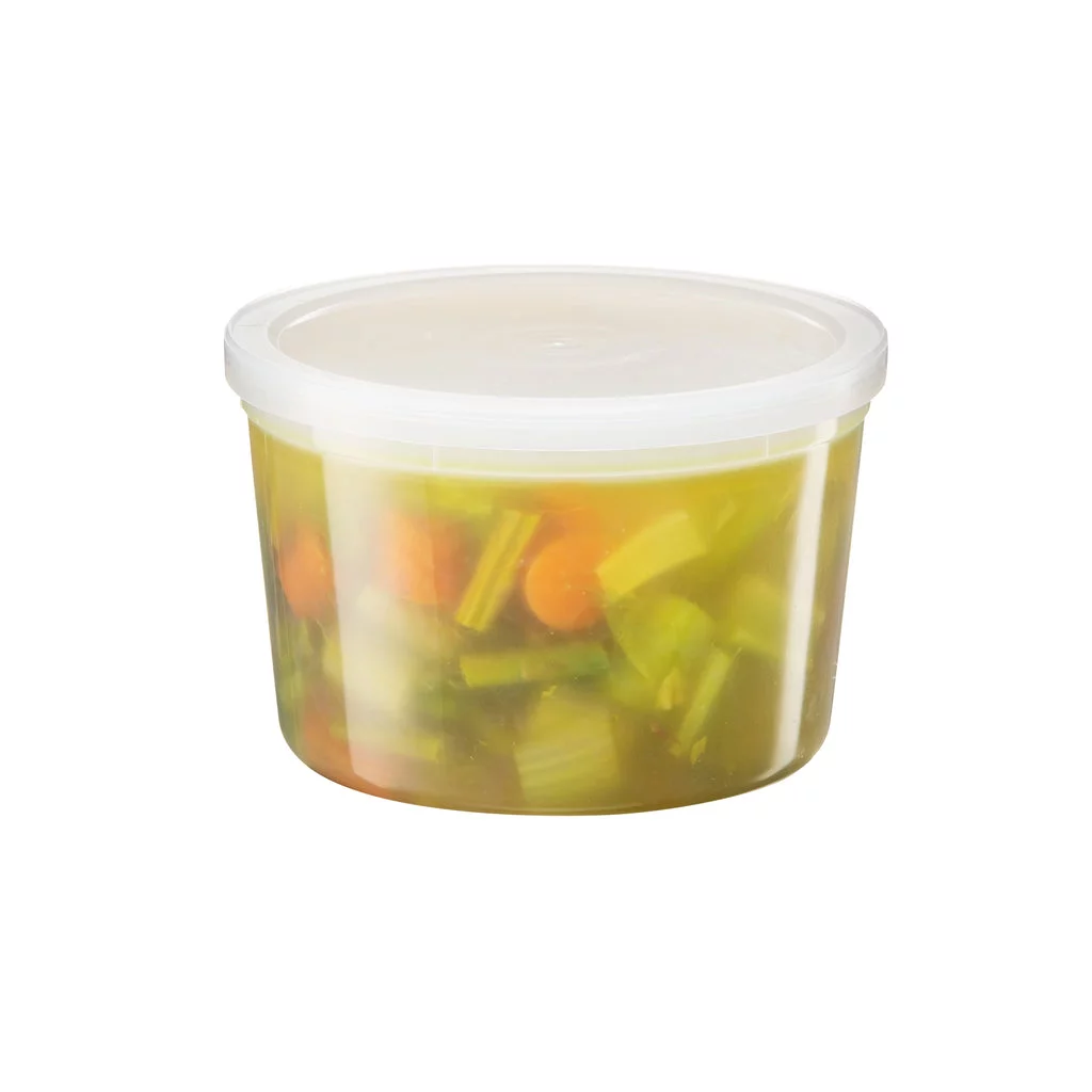 VeZee 64oz Deli Containers with Lids - Plastic Deli Containers with Leak-Proof Lids - Stackable Microwave-Safe - Eco-Friendly - Set of 50