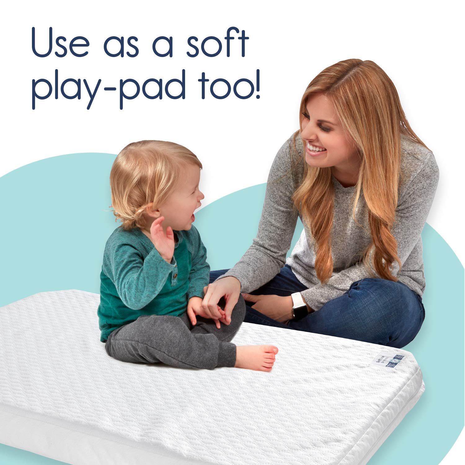 hiccapop Tri-Fold Travel Mattress [Exclusively Fits 4moms Breeze GO Portable Travel Playard & Breeze Plus Playard ONLY] | Dual Sided w/Firm Side (for