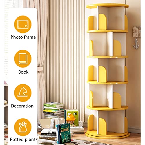 Revolving Bookshelf Rotating Bookcase 5-Shelf Multifunctional 360 Degree Rotating Bookcase for Bedroom Living Room and Home Office (Color : Grey