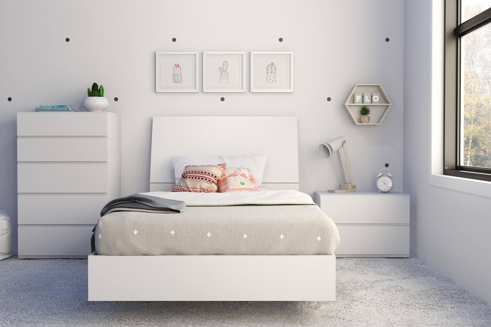 Nexera Blvd Five Drawer Chest, White, 23.75x22 x 18.75x22 x 38.75x22