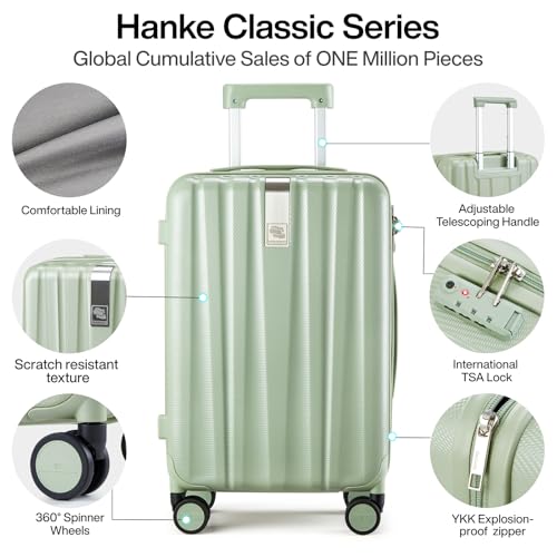 Hanke 29 Inch Luggage Suitcases With Spinner Wheels Lightweight PC hardside Rolling Suitcase With Travel Lock, Checked-Large 29-Inch(Blackish Green)