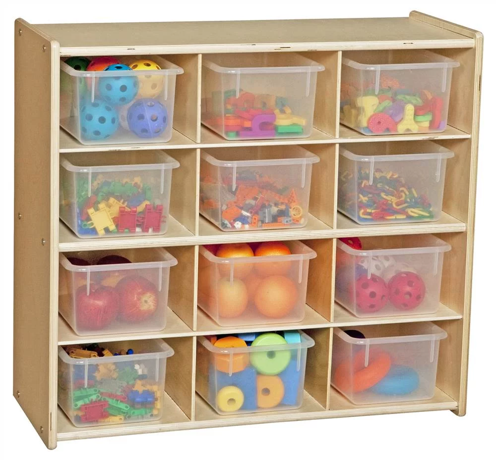 Contender  Contender Baltic Birch 12-Cubby Storage Unit With Clear Tubs-Rta