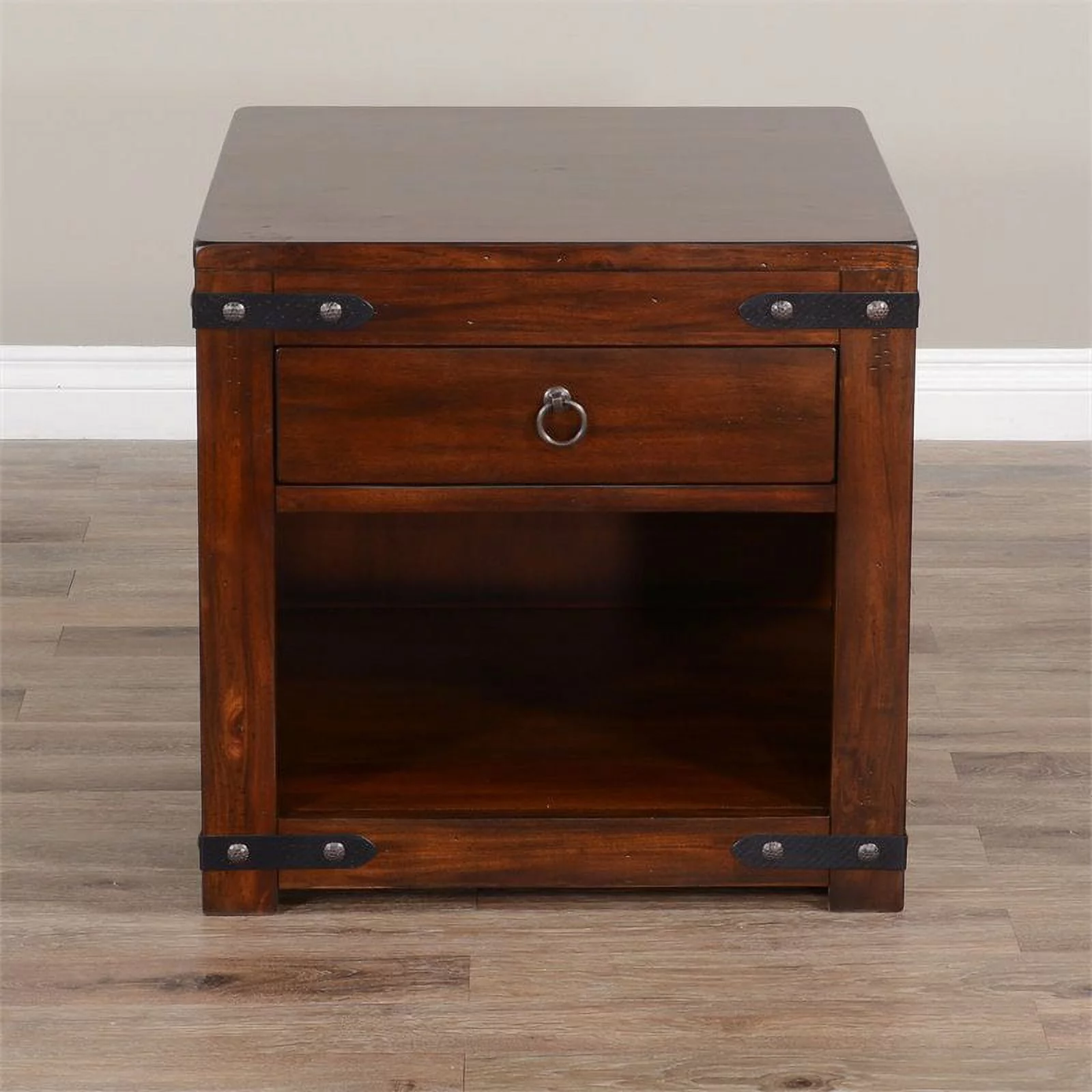 Home Square Santa Fe 24" Traditional Wood End Table in Dark Chocolate - Set of 2