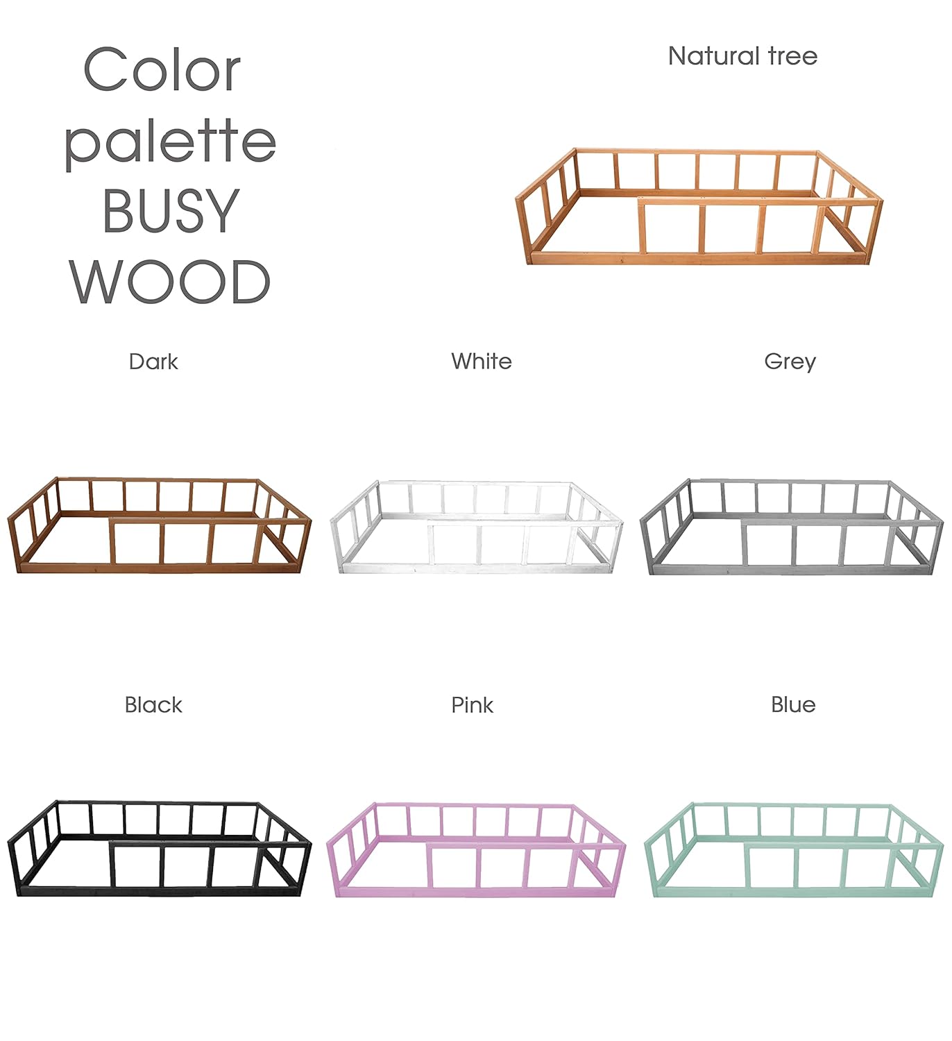 BUSYWOOD Platform Bed for Nursery - Bedroom Furniture for Toddlers - Montessori Floor Bed in Playroom for Boy and Girl (Model 10