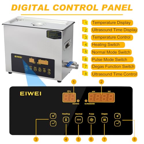 3L Ultrasonic Cleaner Dual-Frequency Professional Digital Stainless Steel Cleaning Machine with Heater Timer for Carburetor, Parts, Circuit Board