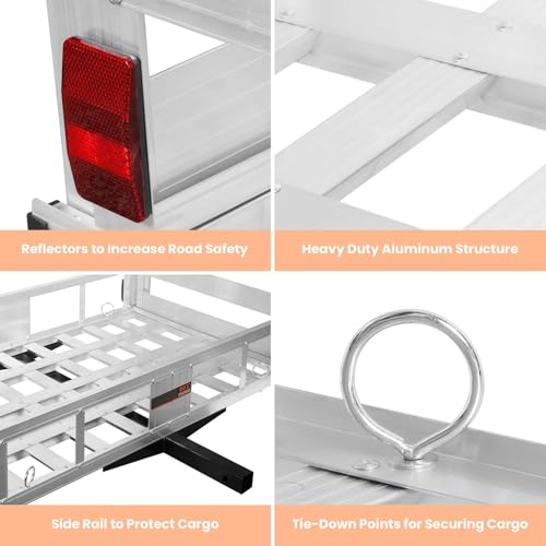 800 Lbs Hitch Cargo Carrier with Ramp, 50 X 28.3 X 5 in Trailer Hitch Cargo Carrier, Hitch Mount Cargo Carrier for SUV, Pickup, Sedan