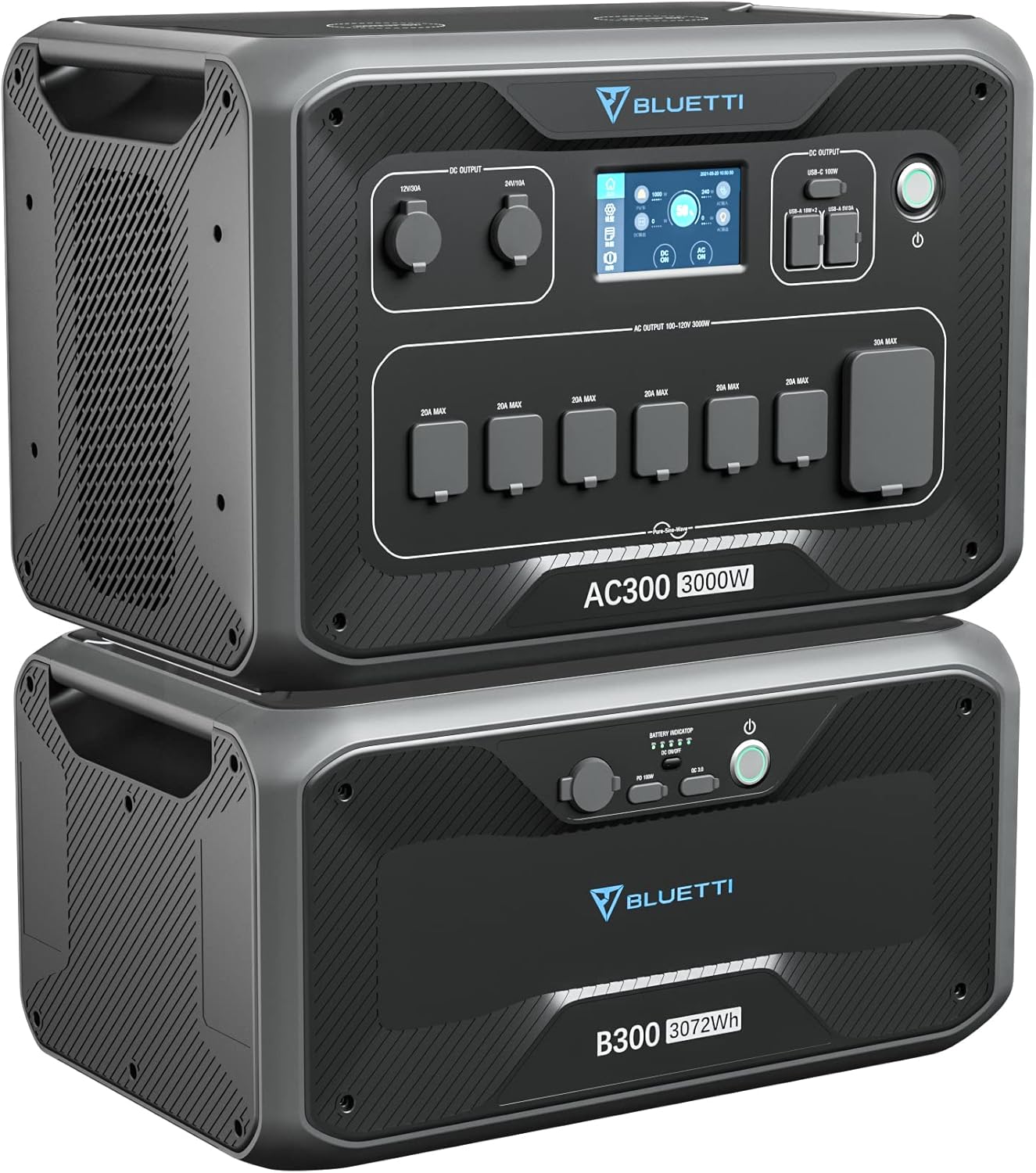 BLUETTI Expandable Power Station AC300 and B300 External Battery Module, 3072Wh LiFePO4 Battery Backup w/ 6 3000W AC Outlets(6000W Peak)