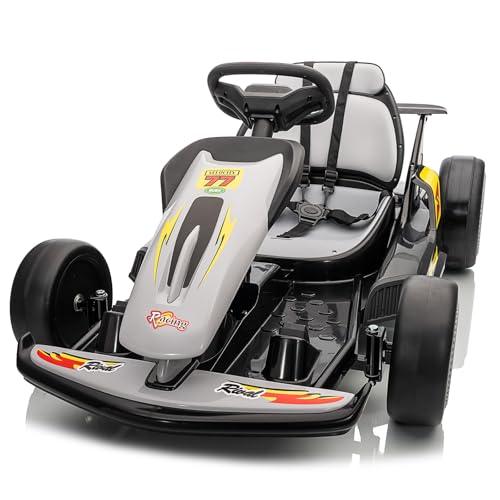 24V Electric Go Kart for Kids, Crazy Drift Cart with 400W Motors, EVA Tires, Max Speed 8.1 MPH, Music, Wireless