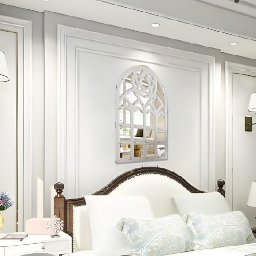 Arched Window Mirror, Big Wall Mirrors Decorative with Wood Framed,Large Retro Farmhouse Mirrors