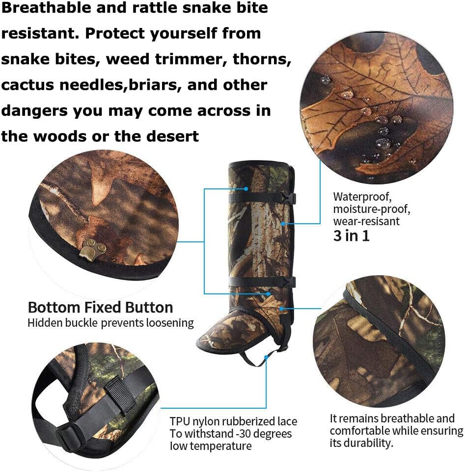 ROCKPUTTEE Snake Guardz Gaiters Snake Shield Protects Against Anti-Snake Bites Rattlesnakes Waterproof for Hunting, Camping, Hiking, Outdoors