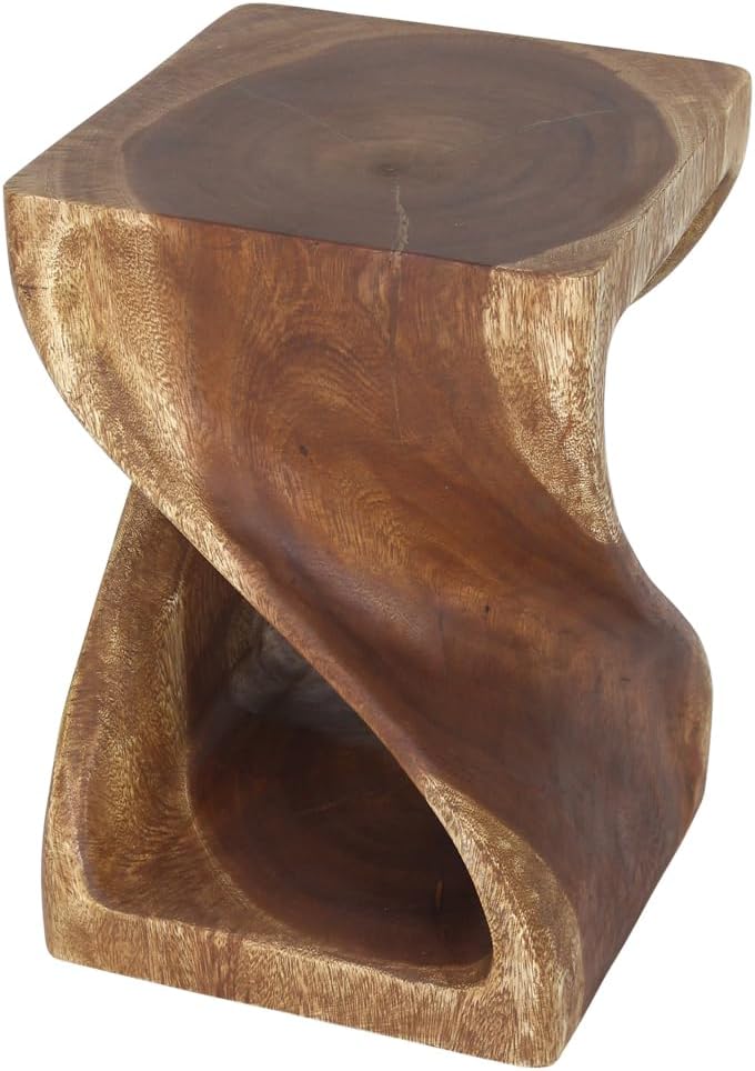 Haussmann® Original Wood Twist End Table 12 X 12 X 18 in High Walnut Oil