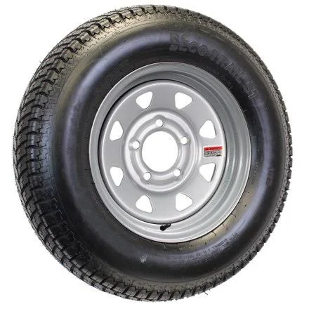 Mounted Radial Trailer Tire on Rim St205/75r15 Load C 5 Lug Silver Spoke