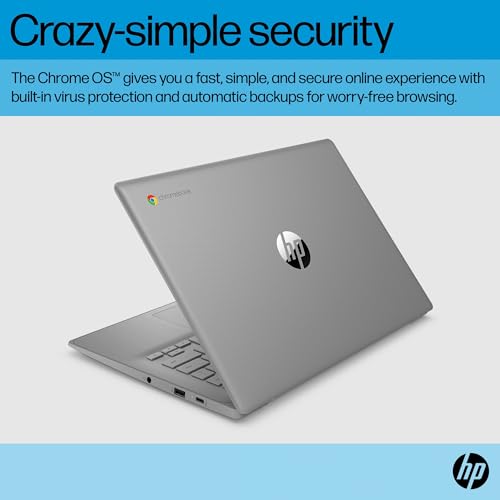 HP Chromebook 14 Laptop (14" HD, Intel 4-Core Celeron N4120, 4GB RAM, 64GB SSD, UHD Graphics 600) for Home & Student