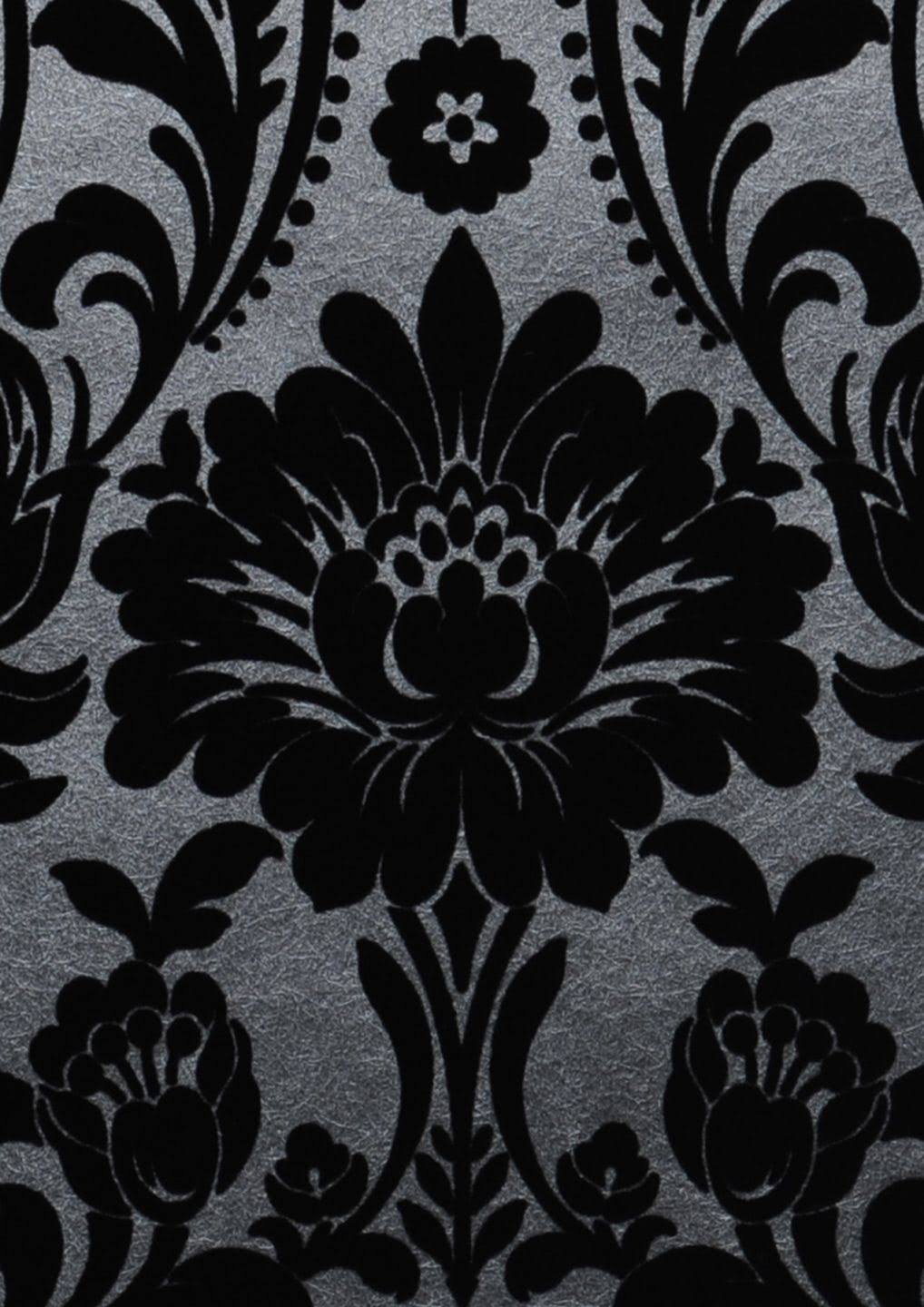 Graham u0026 Brown Gothic Damask Noir Wallpaper