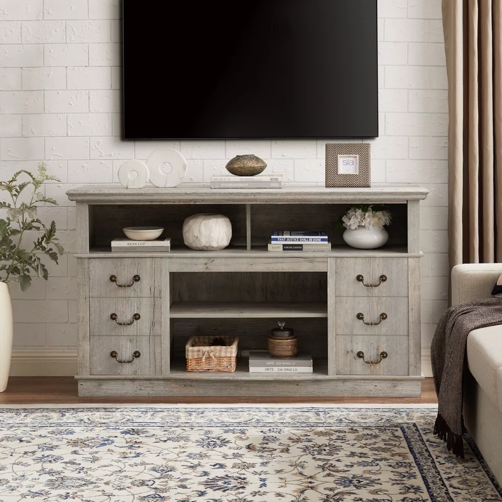 Rustic Classic TV Stand for TVs Up to 65 inch, Wood Freestanding Entertainment Center Console Table with Storage Doors Shelves for Living Room Bedroom
