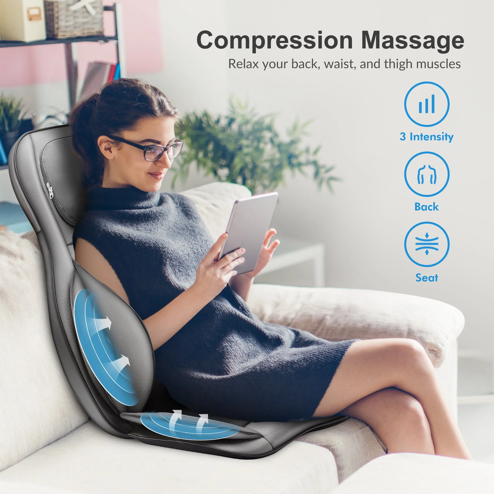 Comfier Neck Back Massager with Heat, Electric Kneading Massage Chair Pad, Air Compression Seat Cushion Massagers
