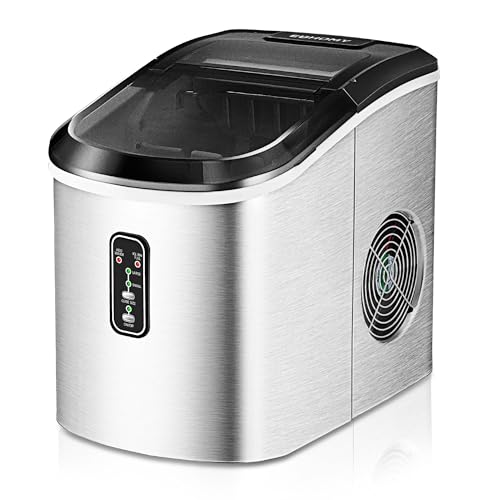EUHOMY Nugget Ice Maker Countertop with Handle, Ready in 6 Mins, 34lbs Per Day, Removable Top Cover, Auto-Cleaning