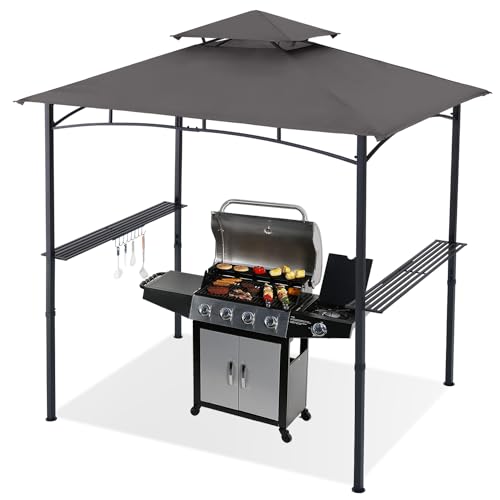 ABCCANOPY 8x5 Grill Gazebo - Outdoor BBQ Canopy Shelter with Led Light for Patio Backyard Grilling (Dark Gray)
