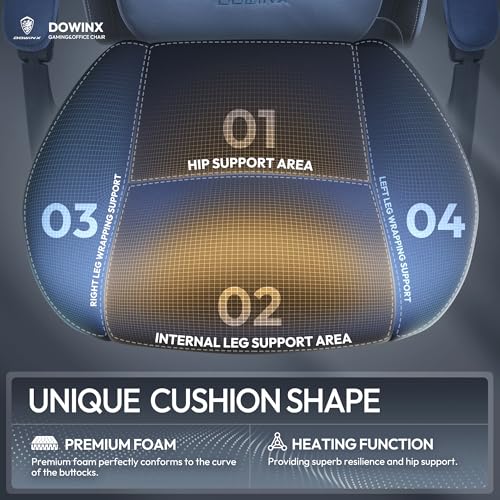 Dowinx Fabric Gaming Chair with Heated Massage Lumbar Support, Computer Game Chairs for Adults