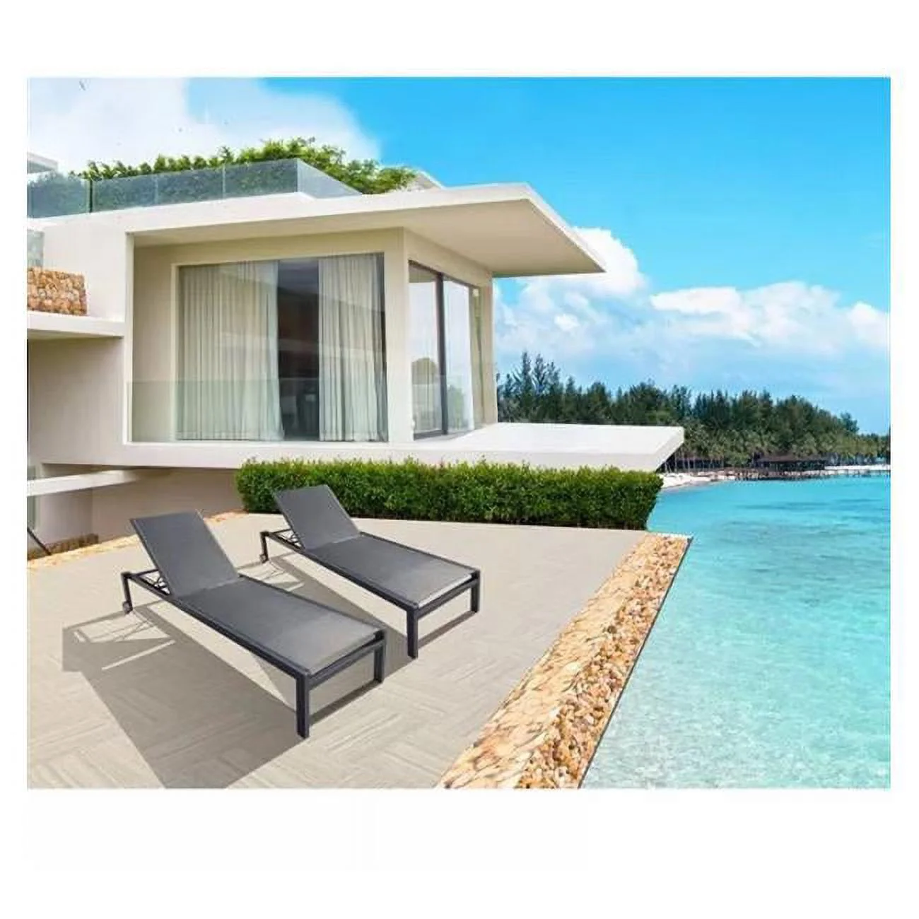 Infinity Outdoor Living MCLX2BK Black Chaise Lounge Chair - Pack of 2