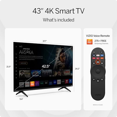 VIZIO 43-inch 4K UHD LED Smart TV w/Dolby Vision HDR, DTS Virtual: X, Alexa Compatibility, Chromecast Built-in