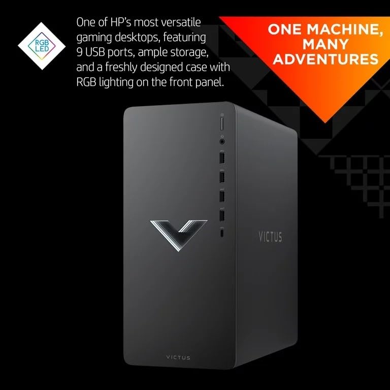 HP 2023 Victus 15L Gaming Desktop PC, AMD 6-Core Ryzen 5600G Processor (Up to 4.4 GHz), 16GB RAM, 1TB NVMe, AMD Radeon RX6400, Mouse and Keyboard