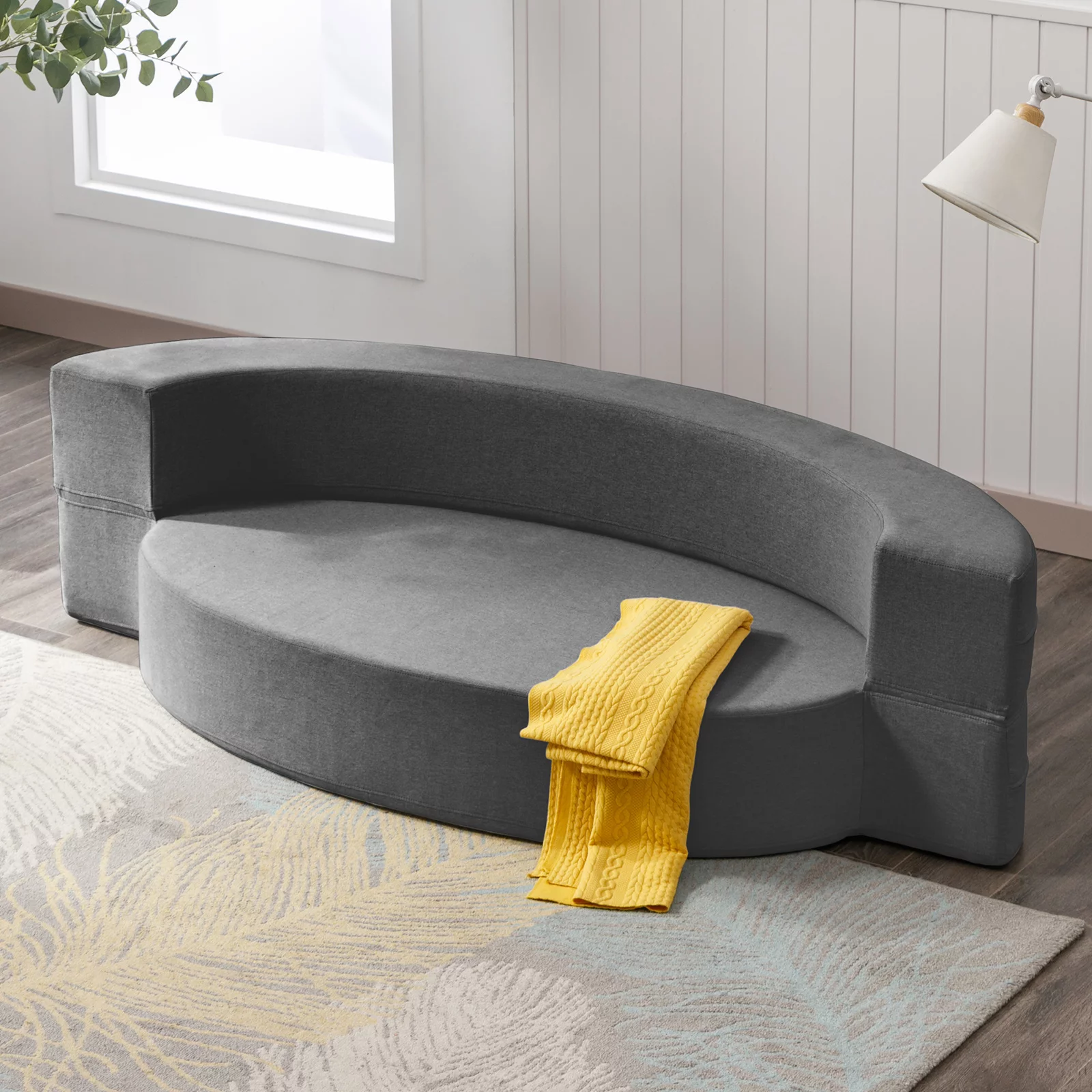 BALUS 9.8 Inch Folding Sofa Bed Couch, Memory Foam Futon Mattress Linen Fabric Sofa