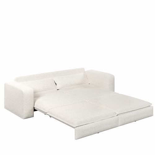 93" King Pull Out Sofa Bed, 3 in 1 Convertible Sleeper Sofa Couch, Comfy 3 Seater Sleeper Bed with 2 Pillows