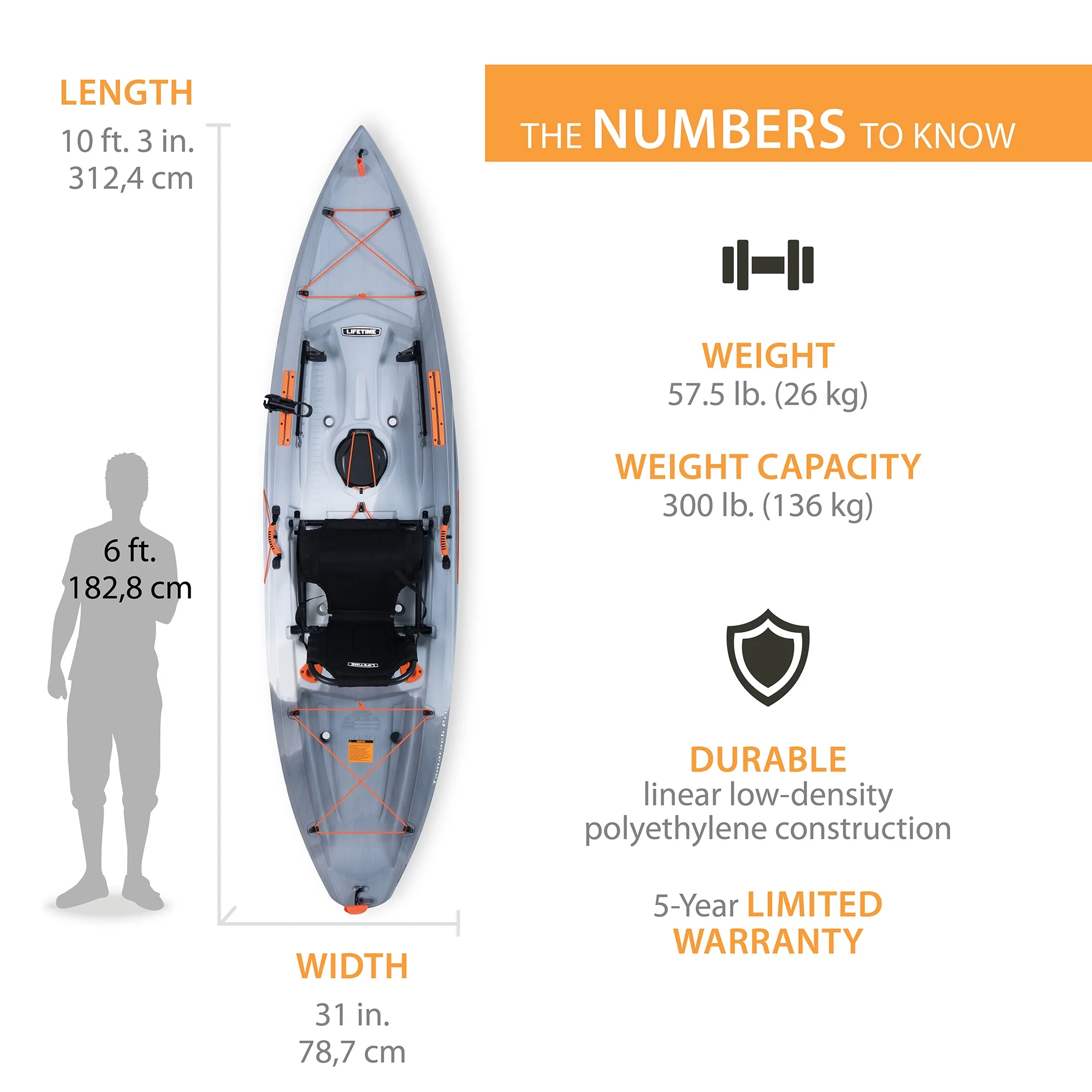 Lifetime Tamarack Pro 123 inch Sit-on-Top Kayak, Eclipse Fusion (91058) - Radiant Selections