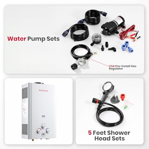 GASLAND BE158 Propane Tankless Water Heater 6L, Outdoor Portable Hot Water Heater, Overheating Protection, Easy to Install