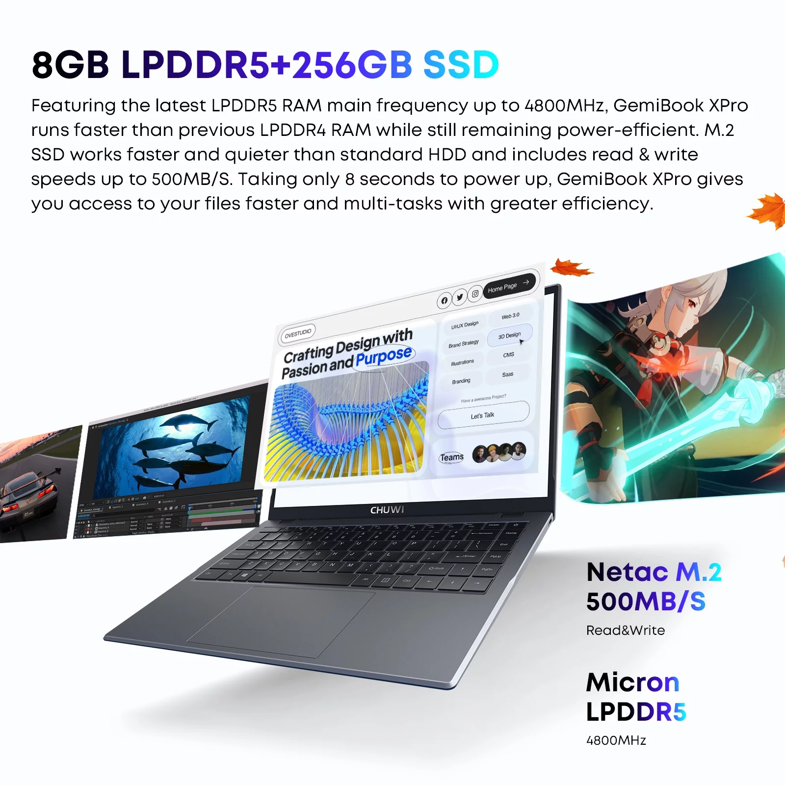 CHUWI GemiBook XPro 14" Laptop,256GB SSD 8GB RAM,12th Gen Intel Alder Lake N100(Up to 3.4GHz),Windows 11 Notebook Gaming Computer