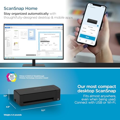 ScanSnap iX1300 Compact Wireless or USB Double-Sided Color Document