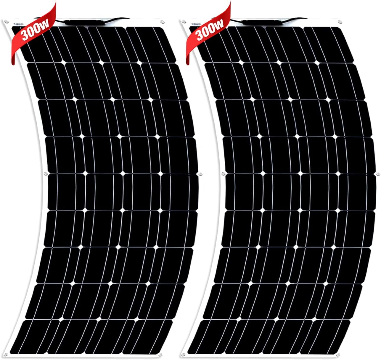 600W Solar Panel Kit 2x300 Watt Flexible Solar Panel Monocrystalline Solar Panel with 40A Controller for Home/RV/Caravan/Boat