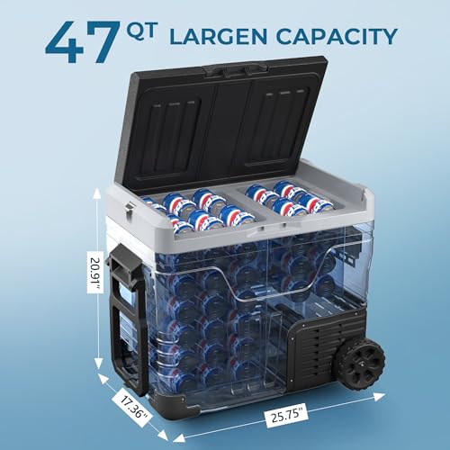 EUHOMY 12 Volt Refrigerator, 37QT(35L) Electric Cooler, Portable Freezer 12V/24V DC 110-240V AC, 12V Fridge -4�H~68�H