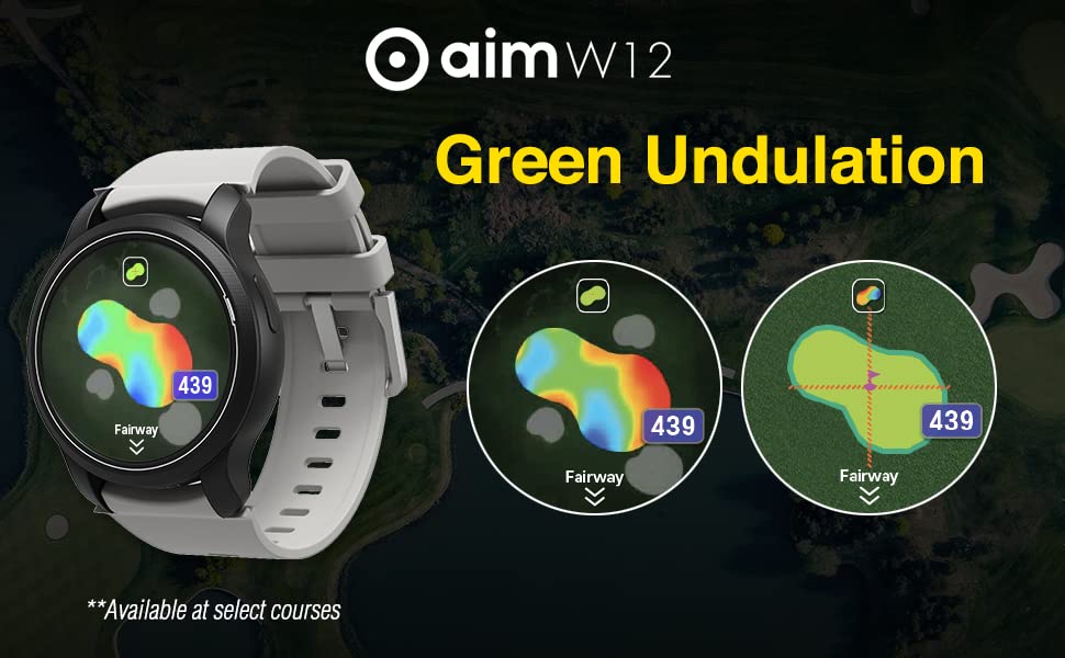 GOLFBUDDY Aim W12 Golf GPS Watch, Premium Full Color Touchscreen, Preloaded with 40,000 Worldwide Courses, Hole Preview, Green Undulation