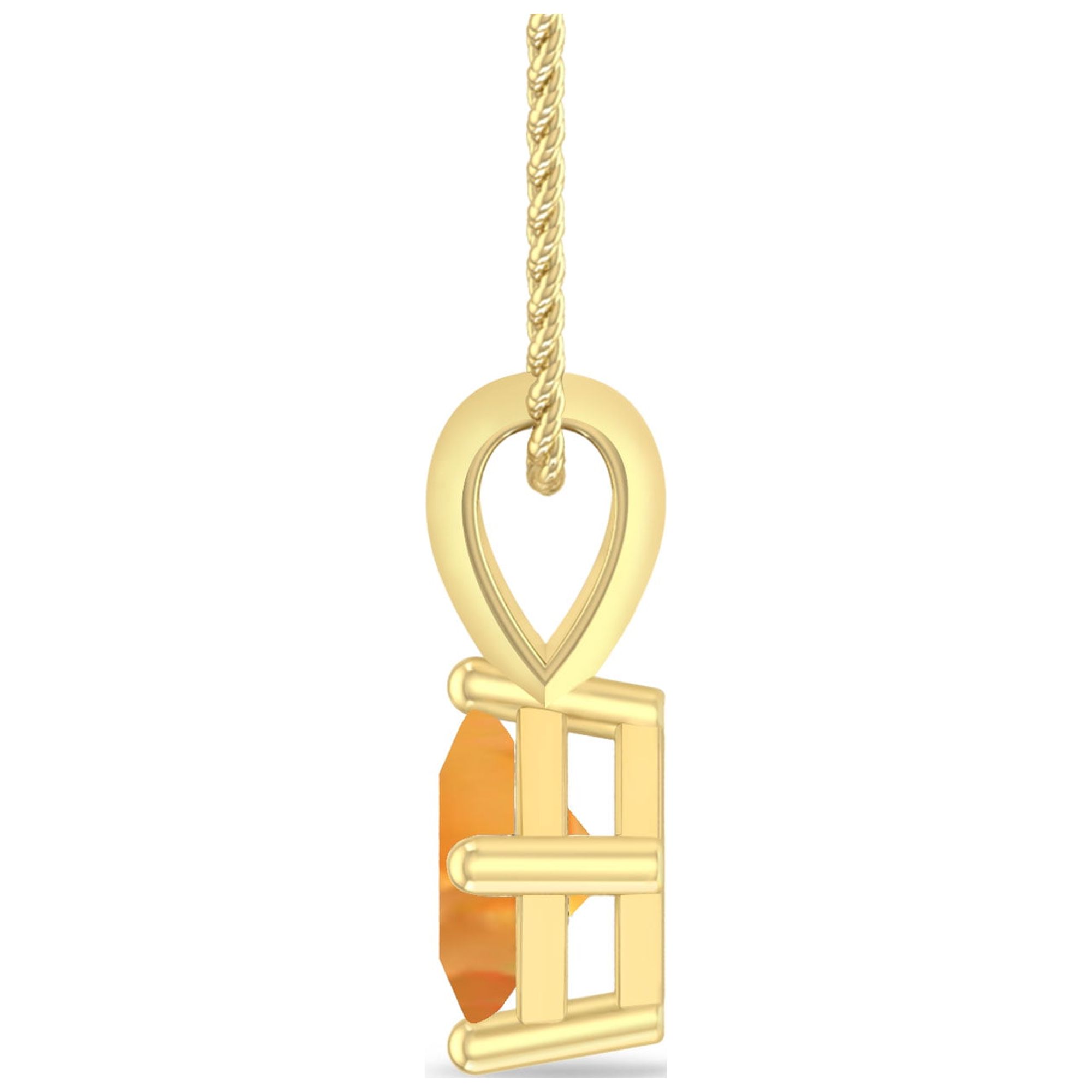 1/4 Carat Princess Shape Citrine 10K Yellow Gold V-bail Classic Solitaire Pendant Necklace For Women (Gemstone 4.00MM)