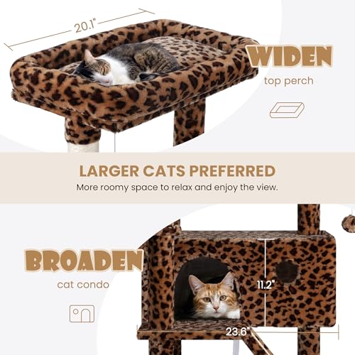 SHA CERLIN 81in Multi-Level Tall Cat Tree Tower for Indoor Kitties/Larger Cat Condo Furniture with Hammock/Cozy Pussycat Perches/Sisal Scratching
